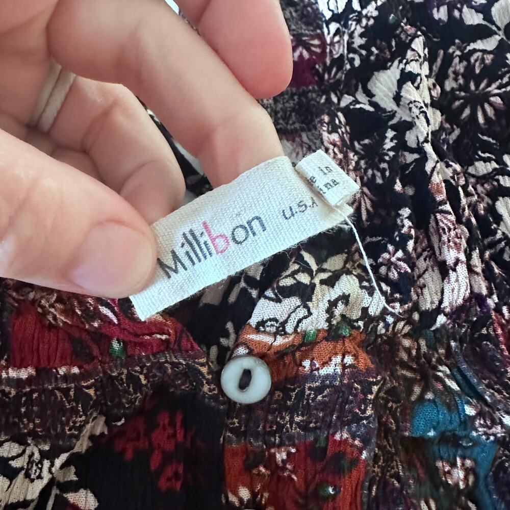 Millibon Floral Crop Blouse - Women's Medium - Boho - Picture 3 of 8